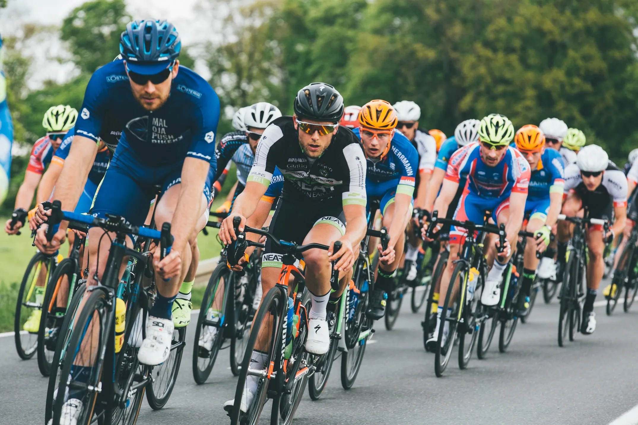 A group of cyclists participating in a marathon